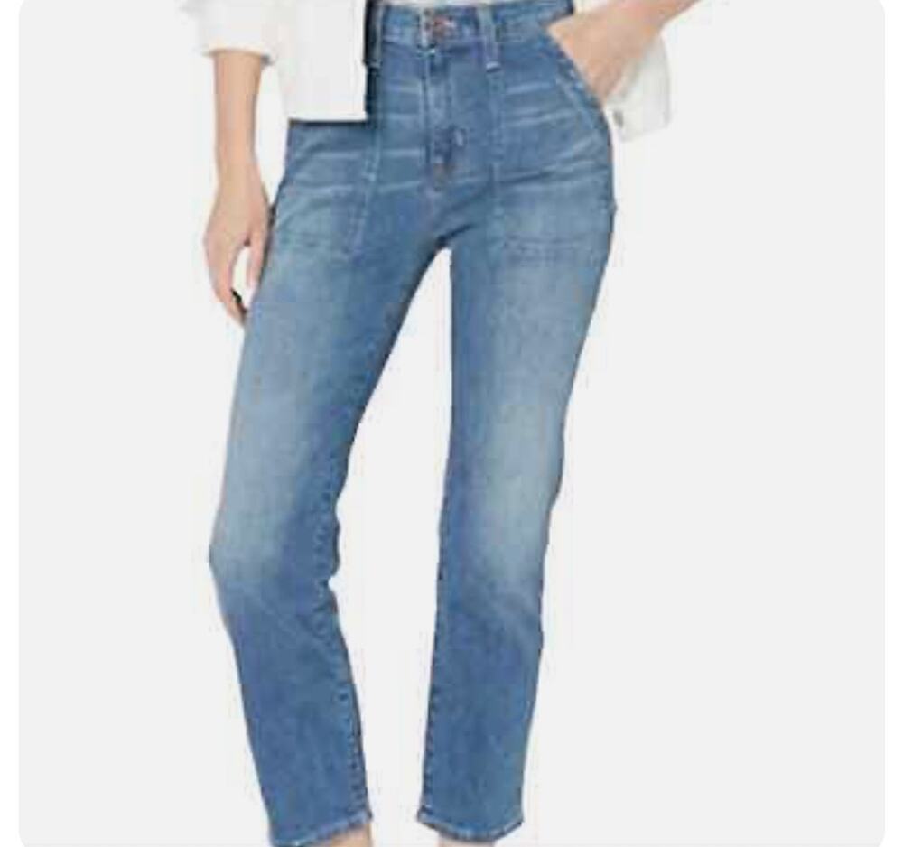 J. Crew Mercantile Straight High Rise Patch Pocket Medium Wash Jeans Size 27